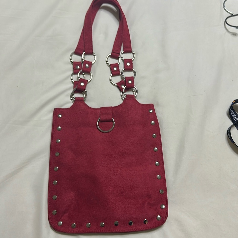 Red Mini Suede Satchel